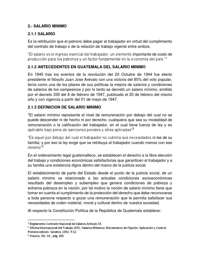 Salario Mínimo en Guatemala. PDF Salario Salario mínimo