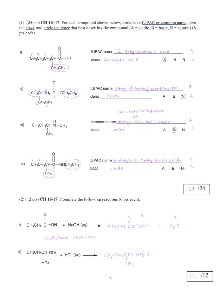 organic compounds assignment and quiz