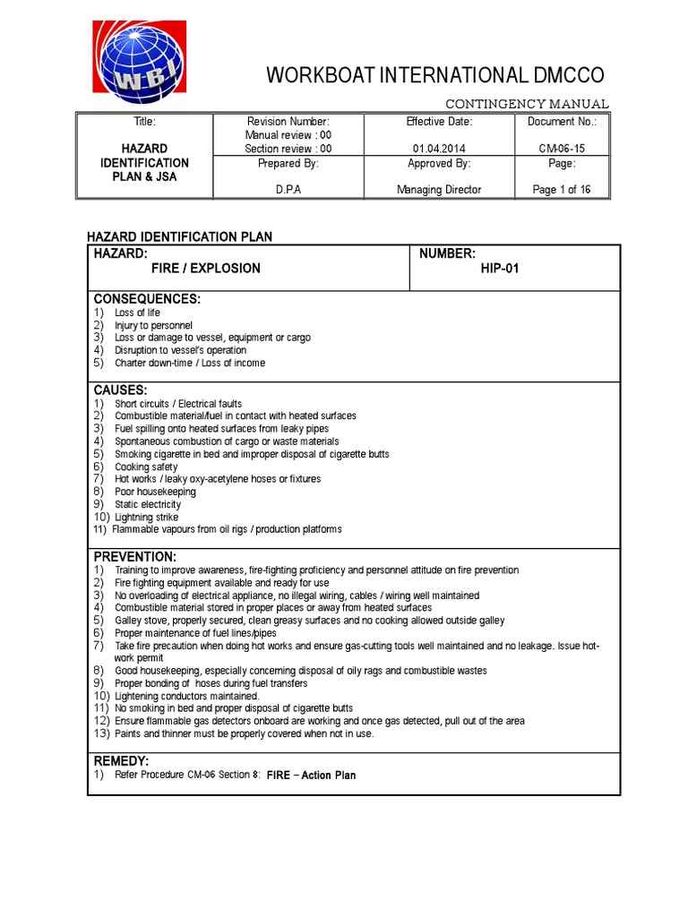 HAZARD IDENTIFICATION PLAN 300611.doc Navigation Transport