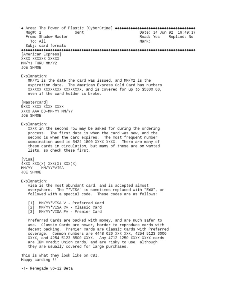 Card Formats for Cybercrime Use | PDF