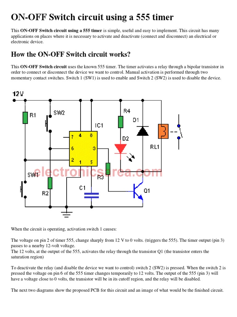 555 Timer ON-OFF Switch Circuit | PDF | Computers | Technology ...
