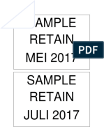 Sample Retain MEI 2017 Sample Retain JULI 2017