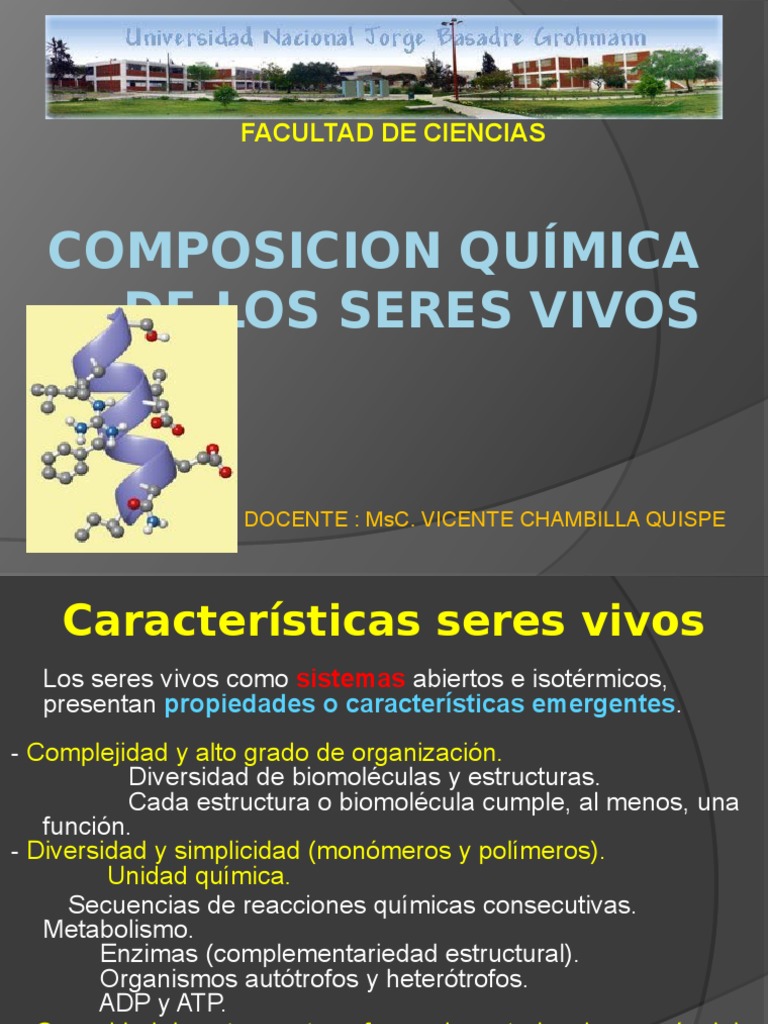 Composicion Quimica De Los Seres Vivos Pdf Biomoléculas Organismos