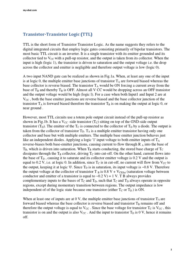 TTL PDF | PDF | Transistor | Electronic Circuits