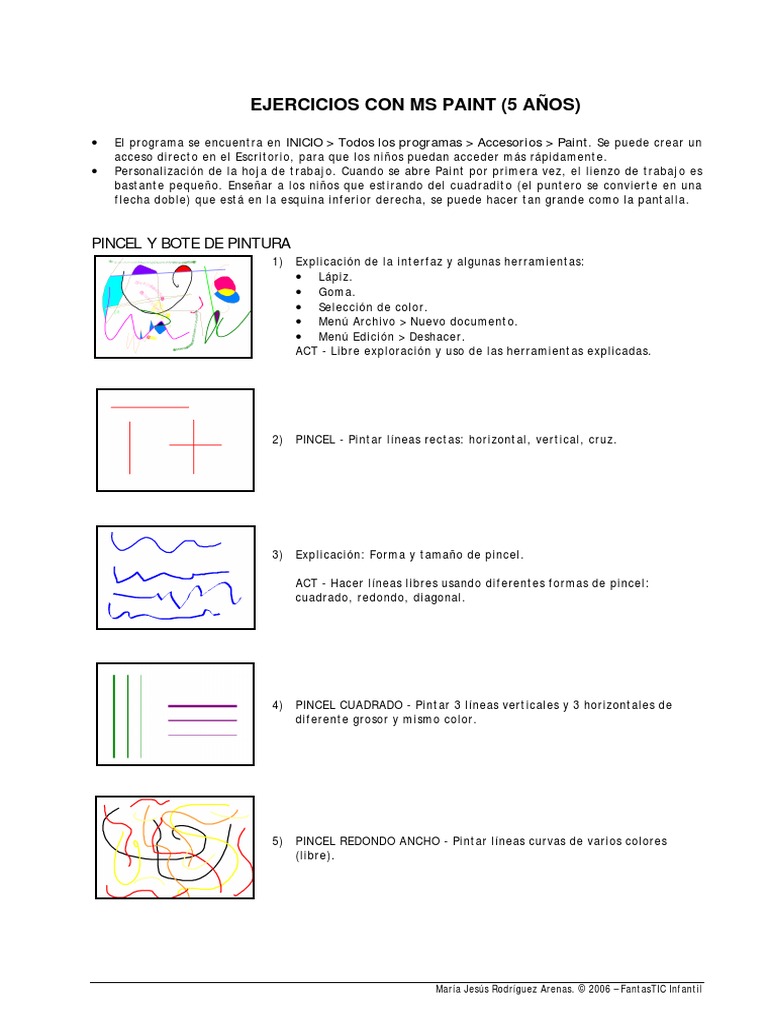 Ejercicios Paint Para Ninos De 5 Anos Pdf Artes General Informatica Y Tecnologia De La Informacion