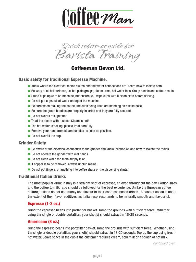 Barista Training: Espresso Machine Guide | PDF | Coffee | Drink