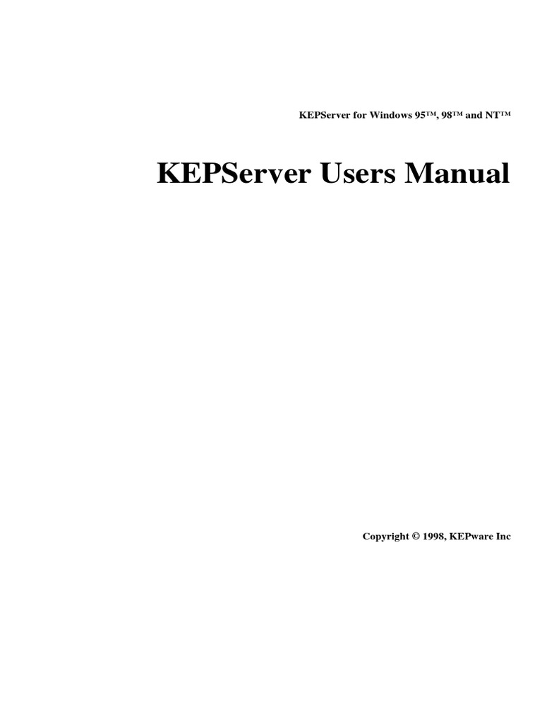 Kepserver Users Manual: Kepserver For Windows 95™, 98™ and NT™ | PDF ...