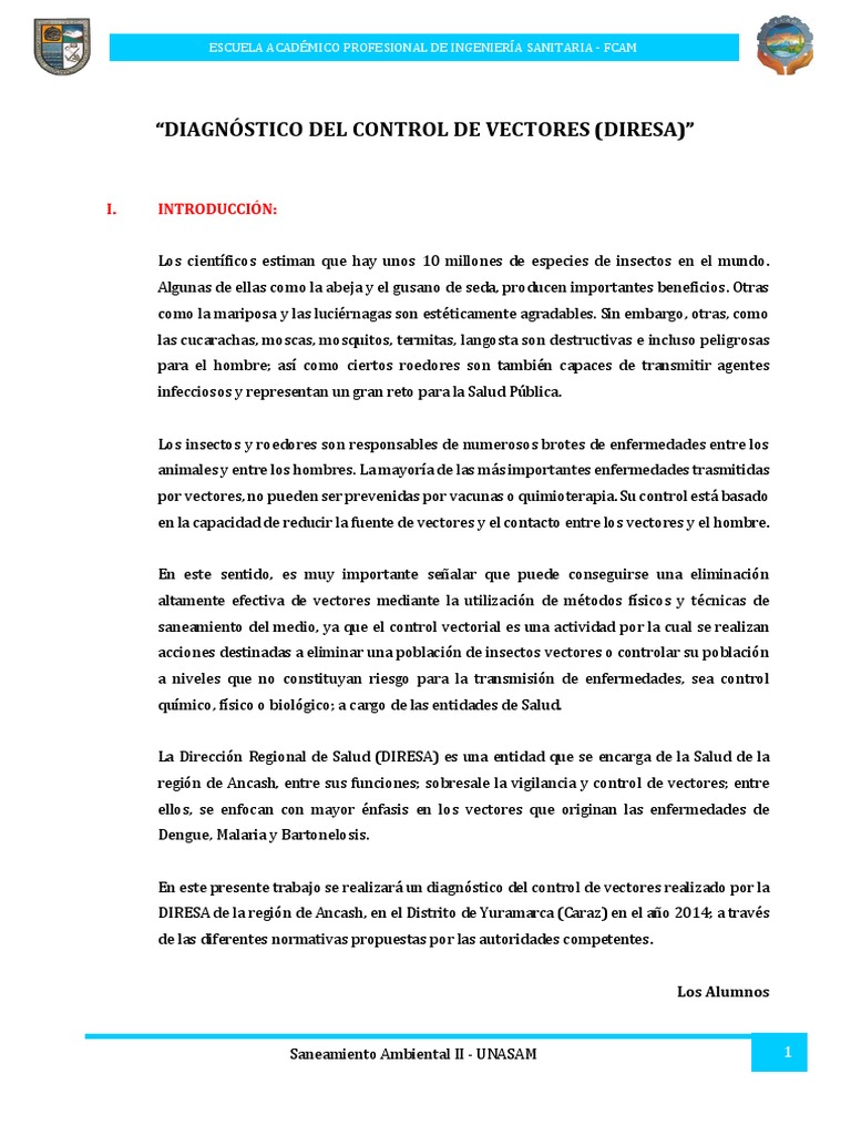 Diagnóstico del Control de Vectores en Ancash | PDF | Mosquito | Biología