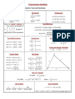 Reference Trigonometry Identities