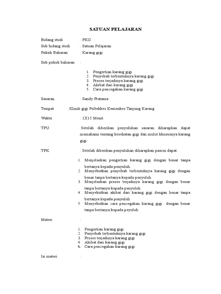 karang gigi in english