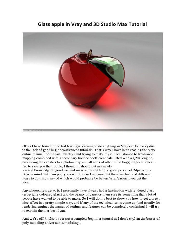 Glass Apple Tutorial in Vray & 3DS Max | PDF | Rendering (Computer ...