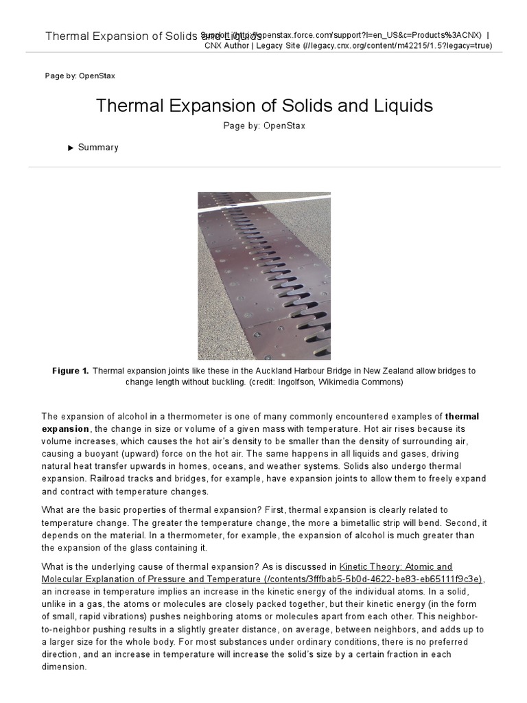 Thermal Expansion of Solids and Liquids | PDF | Thermal Expansion ...
