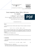 Bremner A, Tzanakis N - Lucas Sequences Whose 12th or 9th Term Is A Square - J. Number Theory 107 (2004), 215-227