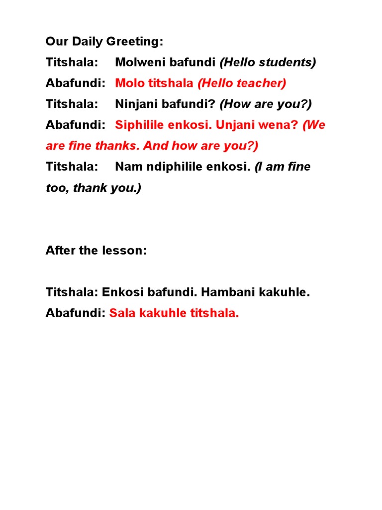 Basic Xhosa Greetings and Tongue Twisters | PDF | Phonology | Phonetics