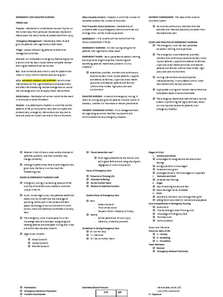 Emergency and Disaster Nursing Overview | PDF | Major Trauma ...