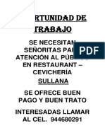 Oportunidad de Trabajo