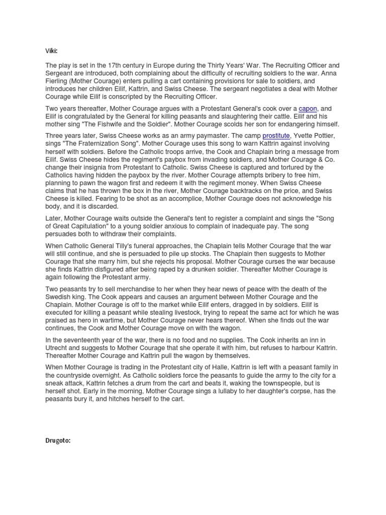 Mother Courage Pdf Theatre Performing Arts