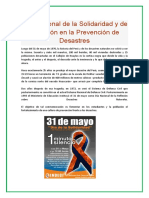 Día Nacional de La Solidaridad y de Reflexión en La Prevención de Desastres