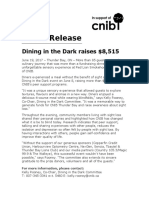Media Release - Thunder Bay Dining in the Dark in Support of CNIB