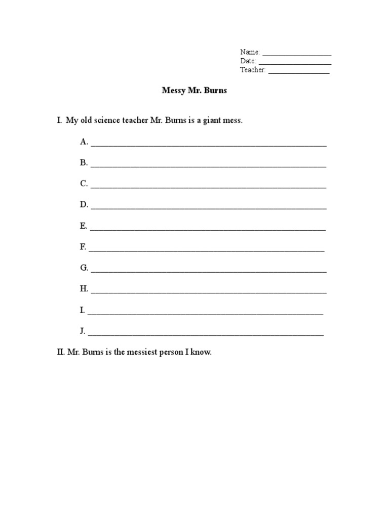 Messy Mr. Burns: A Teacher's Tale | PDF | Social Science