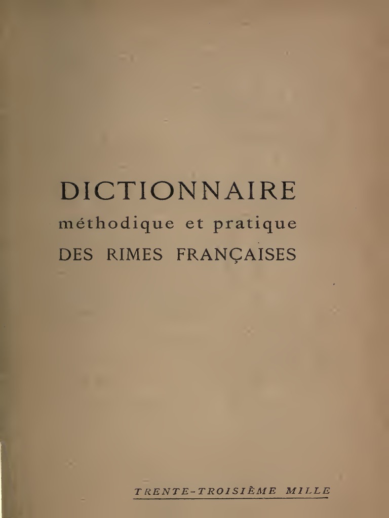 Philippe Martinon Dictionnaire Des Rimes Francaises PDF PDF Rime dans la poésie Poésie image