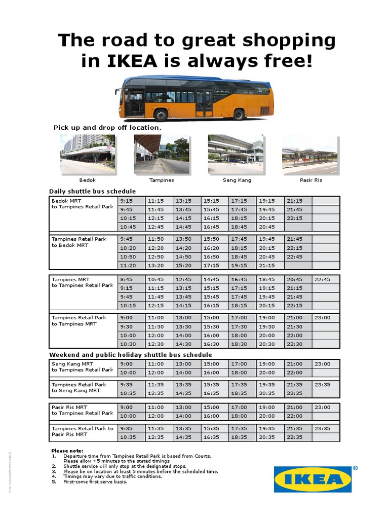 Ikea Tampines A4 Shuttle Bus Schedule Passenger Rail Transport