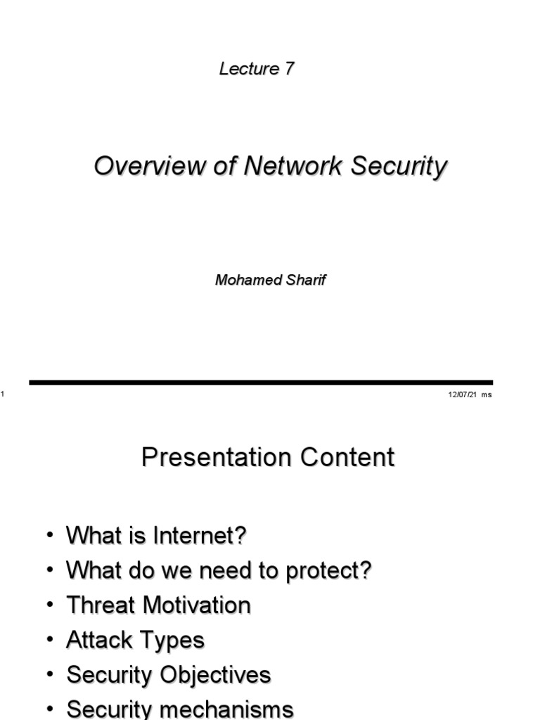 Network Security Overview and Mechanisms | PDF | Transport Layer ...