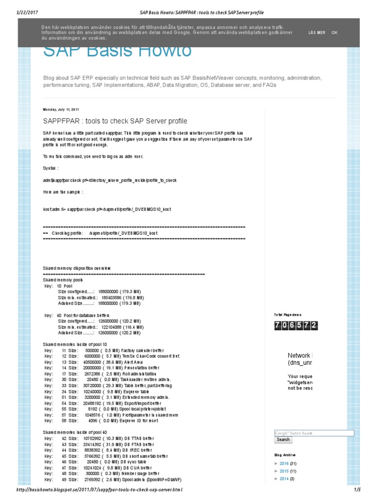 SAPPFPAR: Check SAP Server Profile | PDF | Oracle Database | Http Cookie