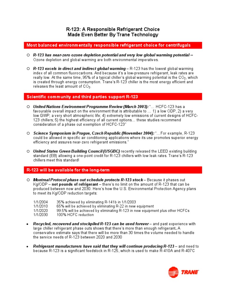 R-123 Refrigerant: Eco-Friendly Chiller Solution | PDF ...