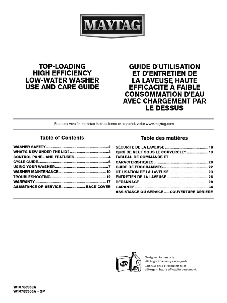 Manual de Lavadora Maytag 22 K PDF Produits de nettoyage Nettoyage