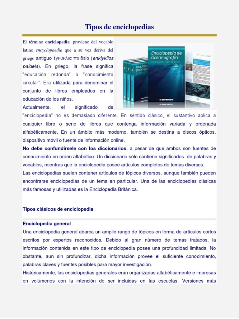 Tipos de Enciclopedia