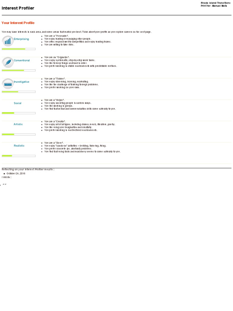 Interestprofiler | PDF | Behavioural Sciences | Neuropsychological ...