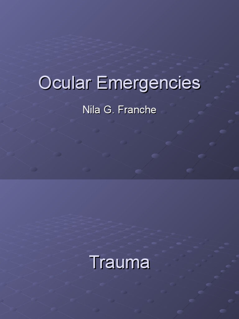 Ocular Emergency PDF Ophthalmology