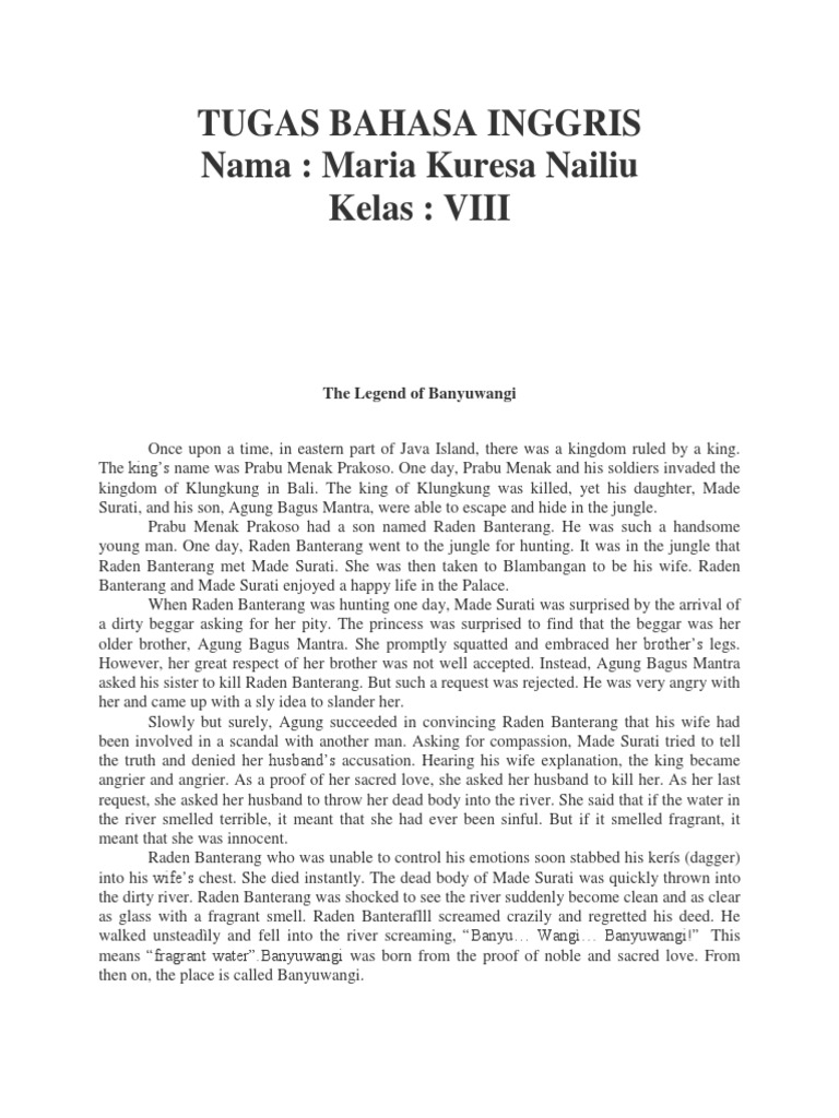 The Legend Of Banyuwangi