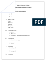 Villagers Montessori College Semi-Detailed Lesson Plan in Grade 7