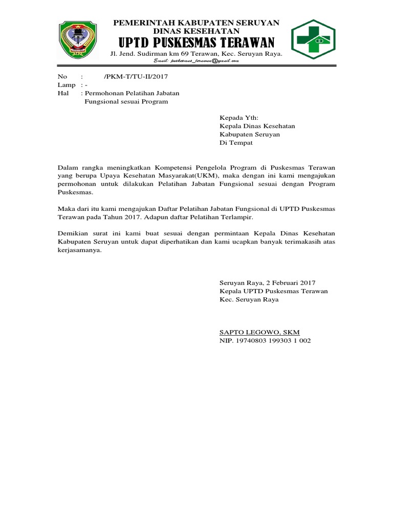 Surat Permohona Pelatihan Ke Dinas Kesehatan  PDF