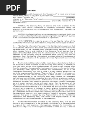 Confidentiality Agreement