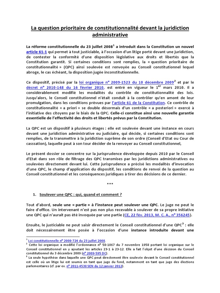Fiche D Arrêt Conseil Constitutionnel 22 Juillet 1980 Fiche - La QPC | PDF | Législation | Sciences politiques