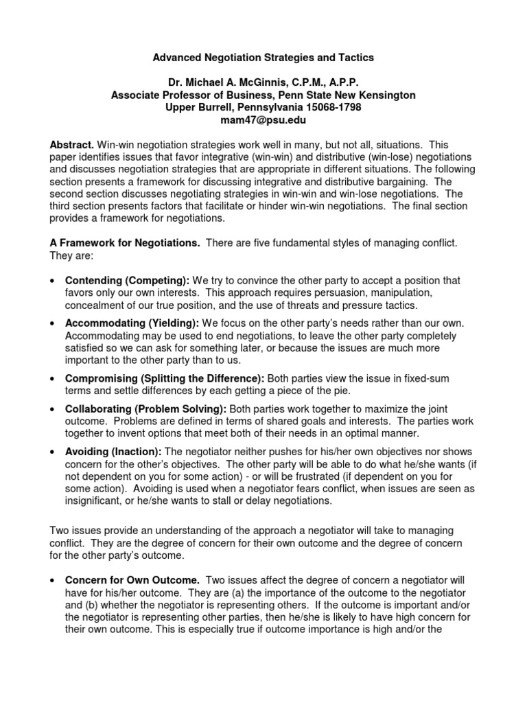Advanced Negotiation Strategies Explained | PDF | Bargaining | Negotiation