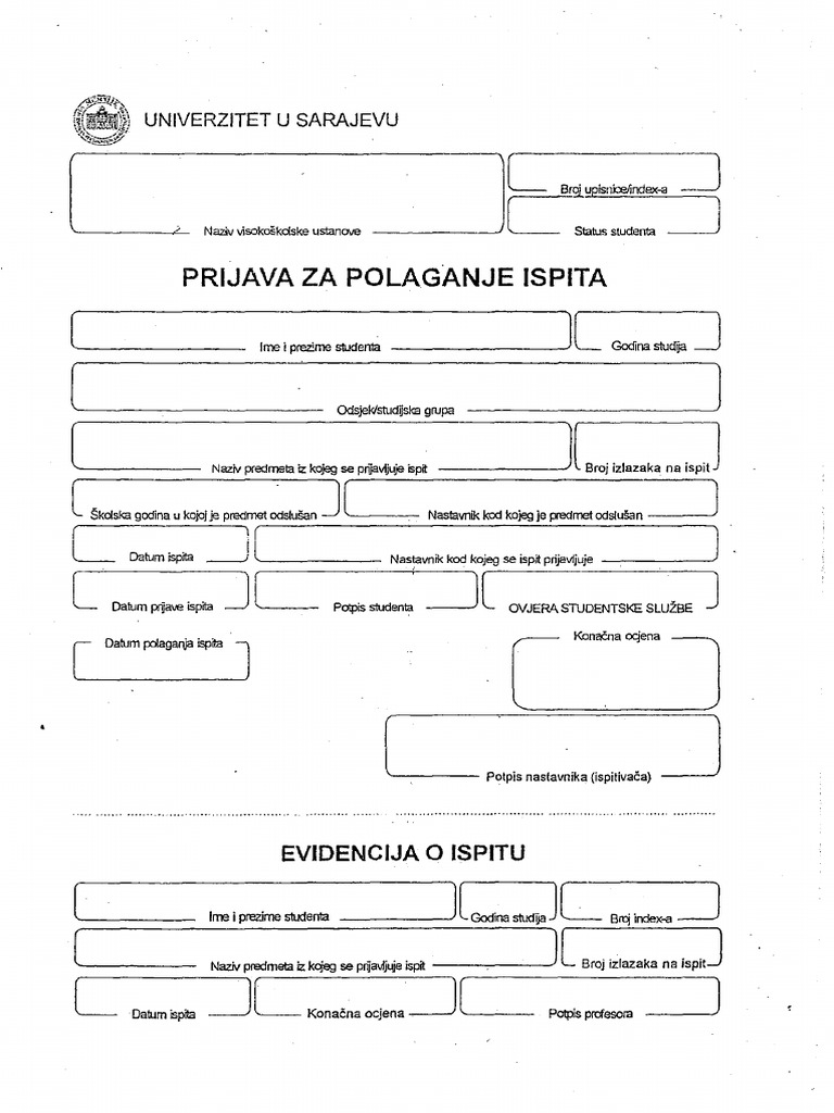 Prijava Za Ispit A5 | PDF
