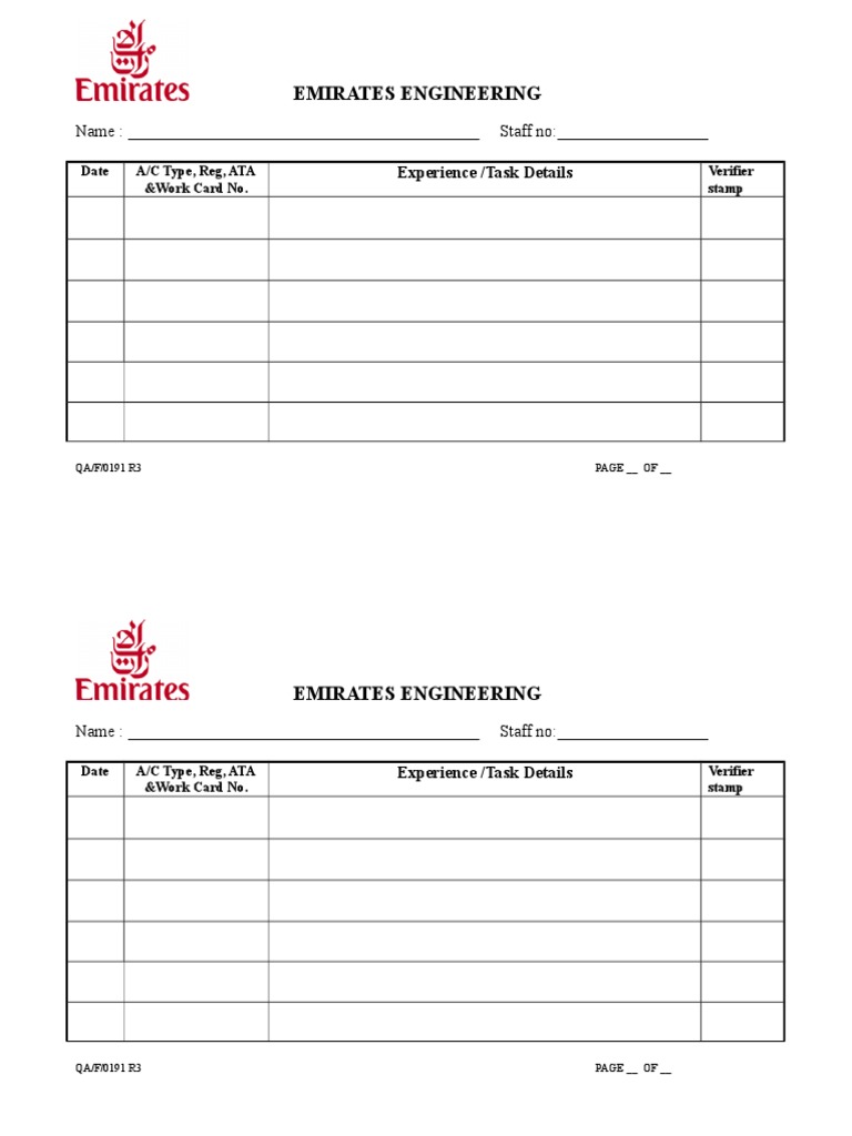 Emirates Engineering: Name: - Staff No | PDF