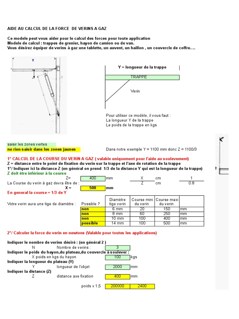 Calcul de Force pour Vérins à Gaz PDF Poids La nature — free download