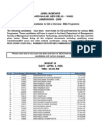 MBA Programme GD & Interview Shortlisted Candidates