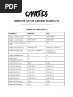 Ableton Shortcuts PDF