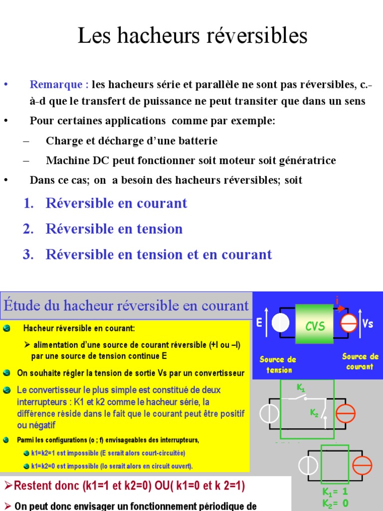 Hacheurs réversibles : fonctionnement et types | PDF | Diode | Grandeur ...