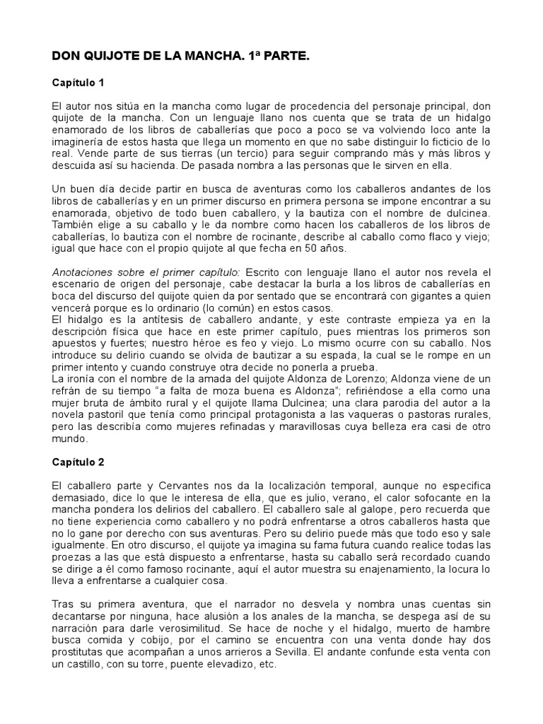 Análisis del inicio de Don Quijote | PDF | Don Quijote | Miguel De ...