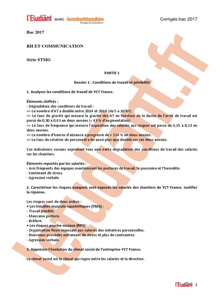 Sujet De Rattrapage Eco Droit Bac Stmg