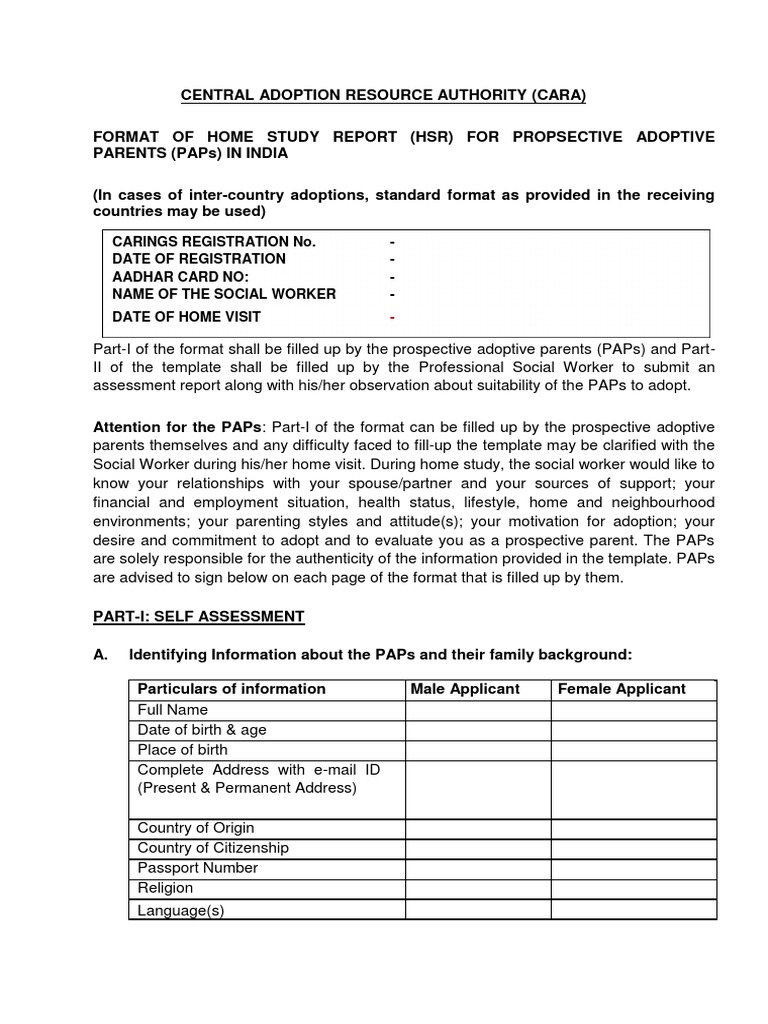 Home Study Report Format for Adoption | PDF | Adoption | Family