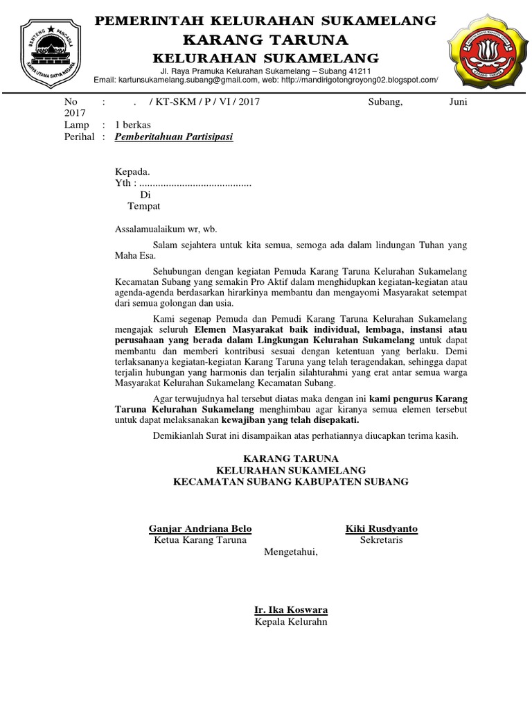 Surat Pemberitahuan Uang Iuran Pdf