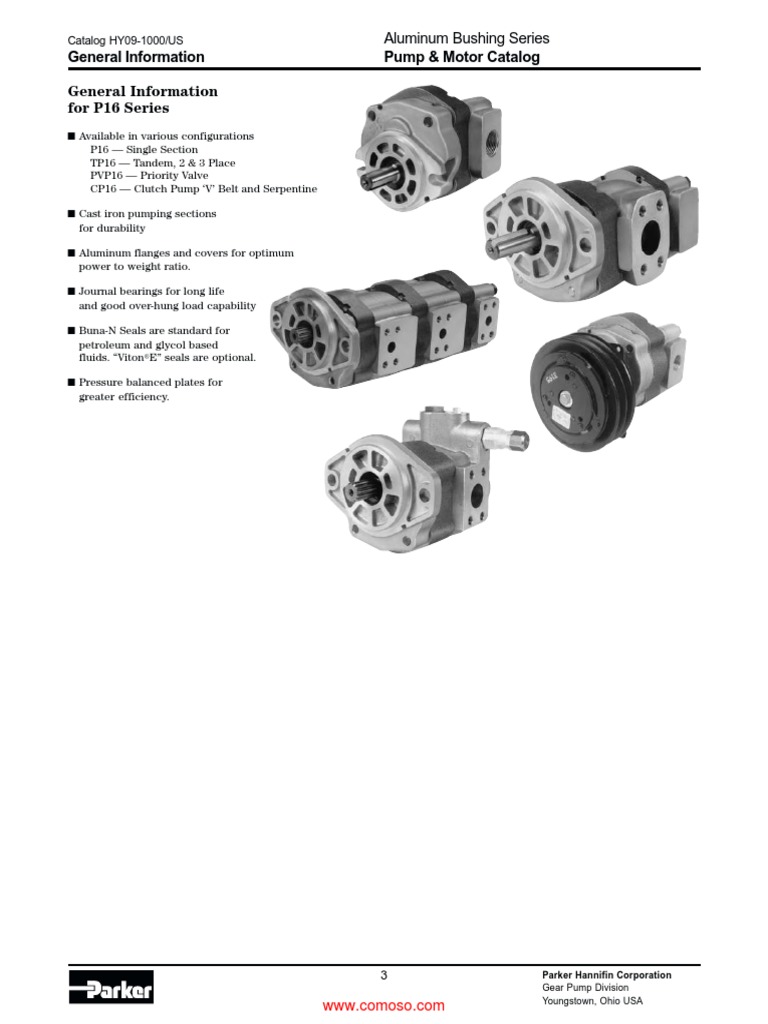 Parker Comoso P16 Series Aluminium Bushing Gear Pump.55b98395d96e7